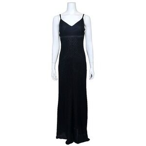 Cache Womens S Mesh Net Black Empire Waist Maxi‎ Dress Y2K Formal Summer Cruise